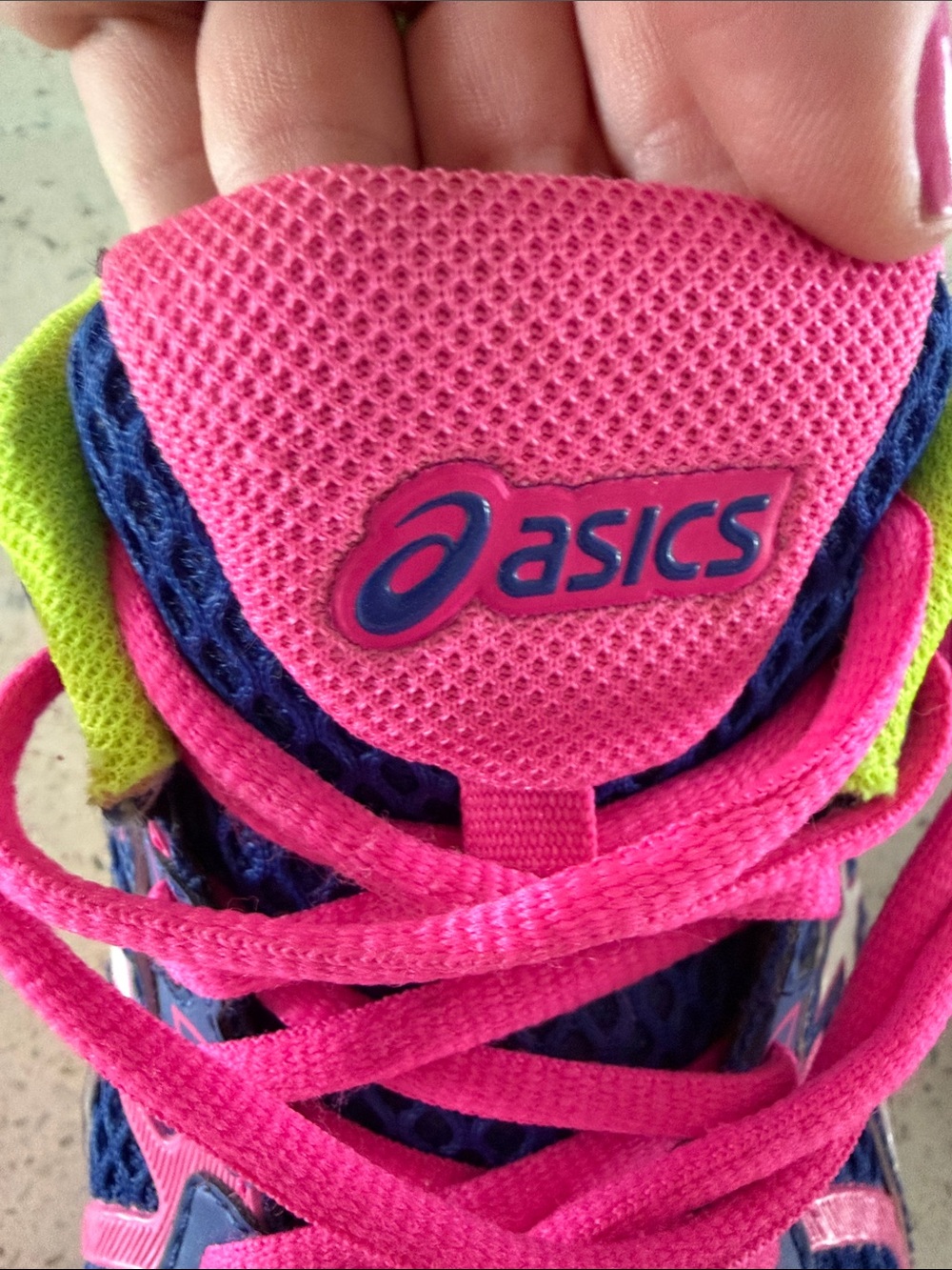 ASICS Navy Running Shoes with Pink & Neon Yellow Accents - Picture 8 of 12